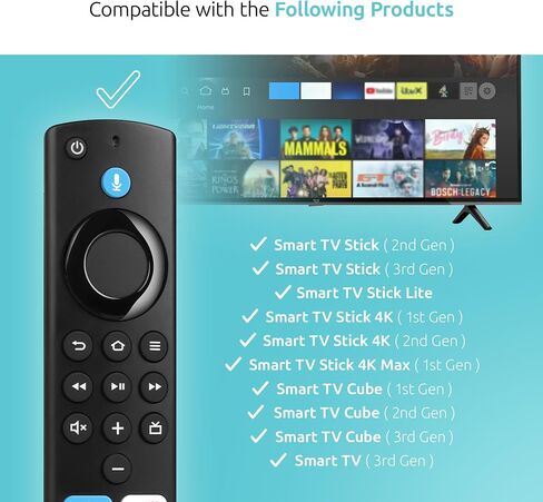 Replacement Firestick Remote for All Fire Series（Stick 4K, 4K Max, Lite, HD）, 3rd Gen Smart TV, TV Cube(1st, 2nd, 3rd) & Stick(2nd, 3rd) with Fire Search in Saudi Arabia