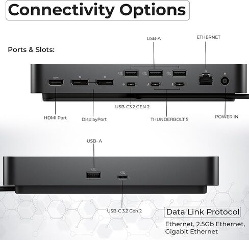 Dell Pro Thunderbolt 5 Smart Dock SD25TB5 300W Power Delivery Includes Anyhdd Display Port Cable + Anyhdd HDMI Cable + C to C Cable + Cleaning Cloth + Supports Up to Four 4K 60Hz Displays in Saudi Arabia
