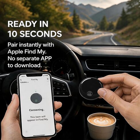 GPS Tracker for Vehicles【Apple MFi Certified】Real-Time Tracking, No Monthly Fee/No SIM Card，Works with iOS Find My | Mini Hidden Magnetic GPS Locator, Ultra-Slim, IP68 Waterproof, Reliable Performance in Saudi Arabia