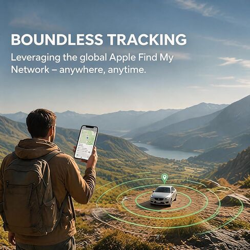 GPS Tracker for Vehicles【Apple MFi Certified】Real-Time Tracking, No Monthly Fee/No SIM Card，Works with iOS Find My | Mini Hidden Magnetic GPS Locator, Ultra-Slim, IP68 Waterproof, Reliable Performance in Saudi Arabia