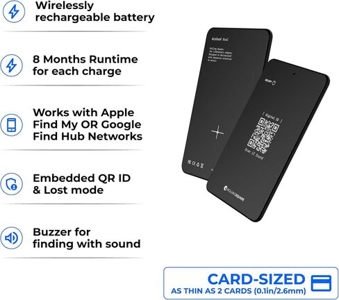 Rolling Square AirCard Dual - Bluetooth Wallet Tracker - Compatibile with Both Apple iOS Find My and Google Android Find Hub – Wireless Charging, Anti-Loss Card – Smart Locator, Black in Saudi Arabia