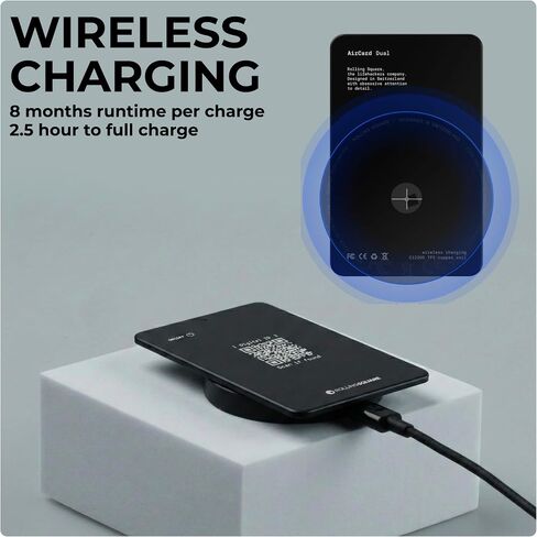 Rolling Square AirCard Dual - Bluetooth Wallet Tracker - Compatibile with Both Apple iOS Find My and Google Android Find Hub – Wireless Charging, Anti-Loss Card – Smart Locator, Black in Saudi Arabia