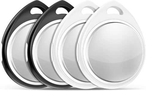 4 Pack Tracker Tags [Apple MFi Certified] Bluetooth Air Tracker Pair with Apple Find My (iOS Only) Smart Tracking Tags Keys Finder Item Locator Worldwide Tracker for Pets (4Pcs/Black+White) in Saudi Arabia