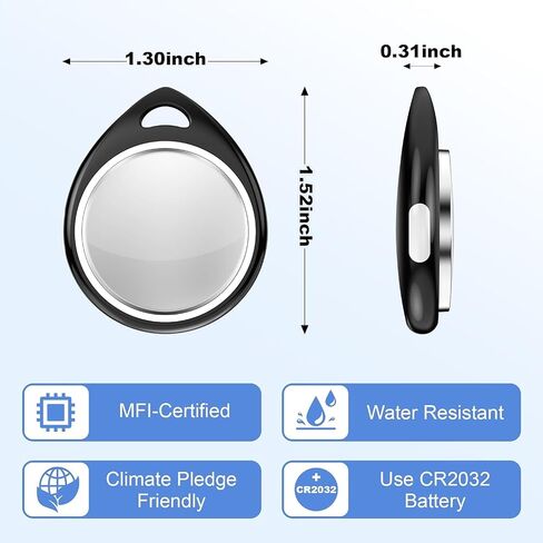 4 Pack Tracker Tags [Apple MFi Certified] Bluetooth Air Tracker Pair with Apple Find My (iOS Only) Smart Tracking Tags Keys Finder Item Locator Worldwide Tracker for Pets (4Pcs/Black+White) in Saudi Arabia