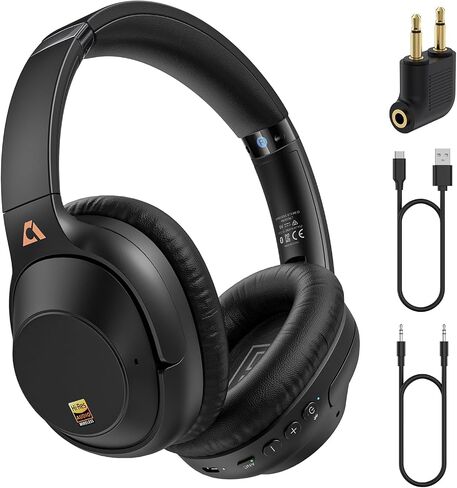 YMOO Active Noise Cancelling Headphones for Airplane Travel | LDAC Hi-Res Audio, Wired Wireless ANC, 100H Playtime Over Ear Headphones, Custom EQ via App, Bluetooth 6.0 Headset for All in Kuwait