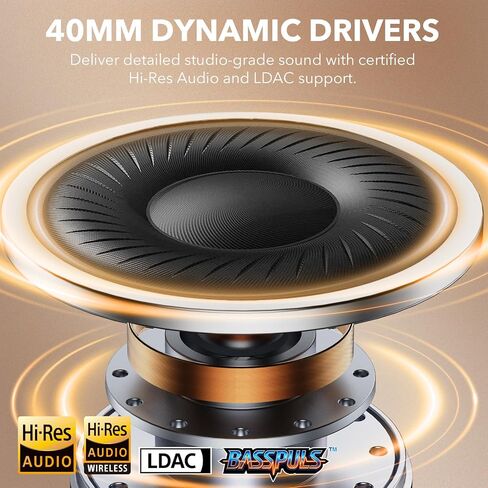 YMOO Active Noise Cancelling Headphones for Airplane Travel | LDAC Hi-Res Audio, Wired Wireless ANC, 100H Playtime Over Ear Headphones, Custom EQ via App, Bluetooth 6.0 Headset for All in Kuwait