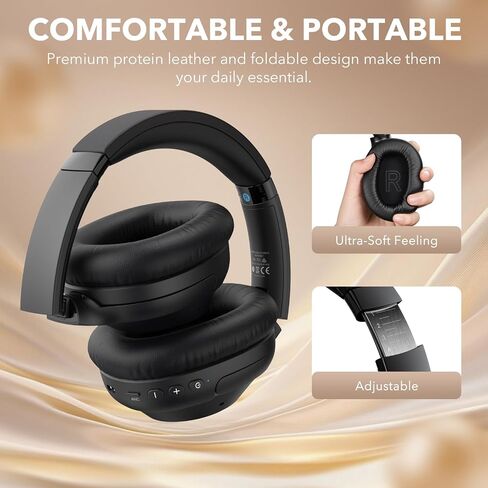 YMOO Active Noise Cancelling Headphones for Airplane Travel | LDAC Hi-Res Audio, Wired Wireless ANC, 100H Playtime Over Ear Headphones, Custom EQ via App, Bluetooth 6.0 Headset for All in Kuwait