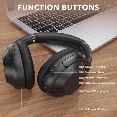 YMOO Active Noise Cancelling Headphones for Airplane Travel | LDAC Hi-Res Audio, Wired Wireless ANC, 100H Playtime Over Ear Headphones, Custom EQ via App, Bluetooth 6.0 Headset for All in Kuwait