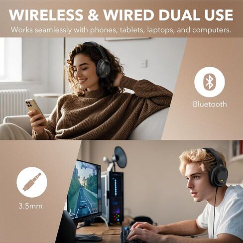 YMOO Active Noise Cancelling Headphones for Airplane Travel | LDAC Hi-Res Audio, Wired Wireless ANC, 100H Playtime Over Ear Headphones, Custom EQ via App, Bluetooth 6.0 Headset for All in Kuwait