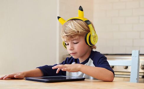 eKids Pokemon Kids Bluetooth Headphones, Wireless Headphones with Microphone Includes Aux Cord, Volume Reduced Kids Foldable Headphones for School, Home, or Travel,Yellow | Volume Reduced and Built-in Microphone in Saudi Arabia