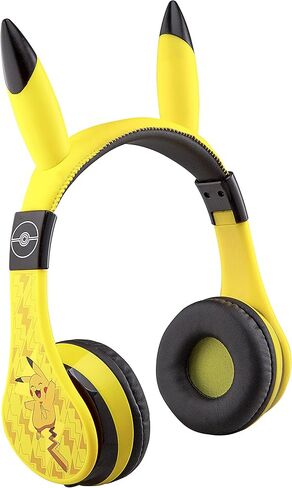 eKids Pokemon Kids Bluetooth Headphones, Wireless Headphones with Microphone Includes Aux Cord, Volume Reduced Kids Foldable Headphones for School, Home, or Travel,Yellow | Volume Reduced and Built-in Microphone in Saudi Arabia