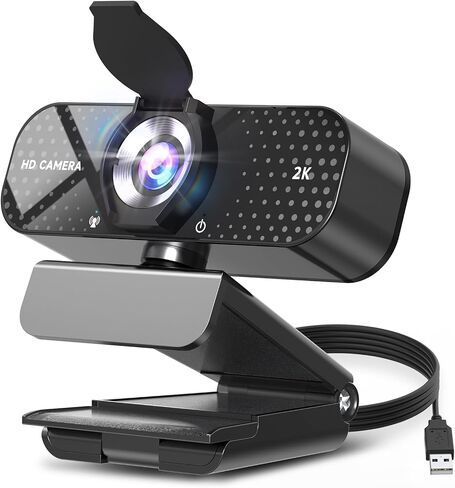 TRAUSI 2K Full HD Webcam with Auto Light Correction, Noise-Canceling Mic, Privacy Cover and Wide Angle Lens, Plug & Play USB Camera for Desktop/Laptop/Mac/PC, Compatible with Teams/Zoom/Streaming in Saudi Arabia