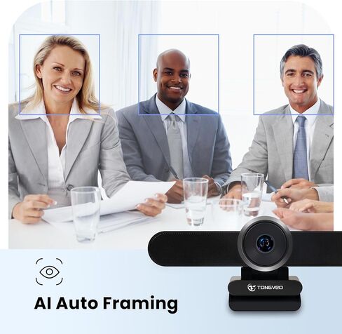 TONGVEO 4K Webcam Conference Call Room Web Camera with Dual Microphones &Speaker, | All-in-One USB Video Camera, 116° Wide Angle, AI Auto Framing | Compatible with Zoom, OBS in Saudi Arabia