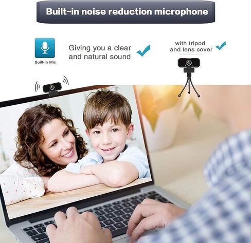 Webcam 1080p HD Computer Camera Microphone Laptop USB PC Webcam | with Tripod Stand, 110 Degree Live Streaming Widescreen Recording Pro Video Web Camera for Calling, Conferencing , Switch 2 in Saudi Arabia