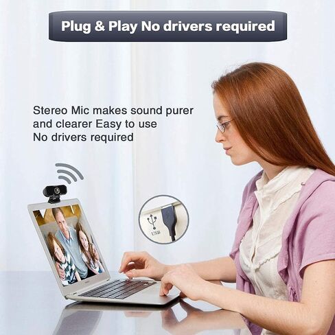 Webcam 1080p HD Computer Camera Microphone Laptop USB PC Webcam | with Tripod Stand, 110 Degree Live Streaming Widescreen Recording Pro Video Web Camera for Calling, Conferencing , Switch 2 in Saudi Arabia