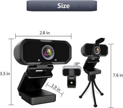Webcam 1080p HD Computer Camera Microphone Laptop USB PC Webcam | with Tripod Stand, 110 Degree Live Streaming Widescreen Recording Pro Video Web Camera for Calling, Conferencing , Switch 2 in Saudi Arabia