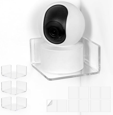 HAYVAN Mini Corner Shelf Wall Mounted 3 Pack Clear Acrylic No Drill | Corner Floating Shelves with Adhesive Tape. Easy Install. Universal for Security Cameras, Baby Monitors, Small Plants & More. in Saudi Arabia