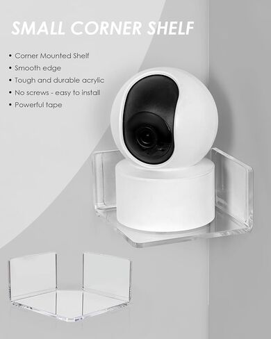 HAYVAN Mini Corner Shelf Wall Mounted 3 Pack Clear Acrylic No Drill | Corner Floating Shelves with Adhesive Tape. Easy Install. Universal for Security Cameras, Baby Monitors, Small Plants & More. in Saudi Arabia
