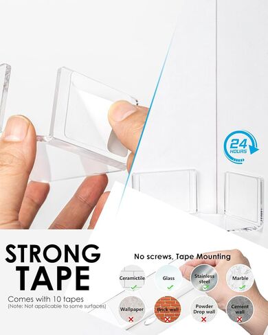 HAYVAN Mini Corner Shelf Wall Mounted 3 Pack Clear Acrylic No Drill | Corner Floating Shelves with Adhesive Tape. Easy Install. Universal for Security Cameras, Baby Monitors, Small Plants & More. in Saudi Arabia