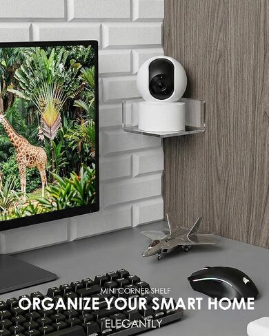 HAYVAN Mini Corner Shelf Wall Mounted 3 Pack Clear Acrylic No Drill | Corner Floating Shelves with Adhesive Tape. Easy Install. Universal for Security Cameras, Baby Monitors, Small Plants & More. in Saudi Arabia