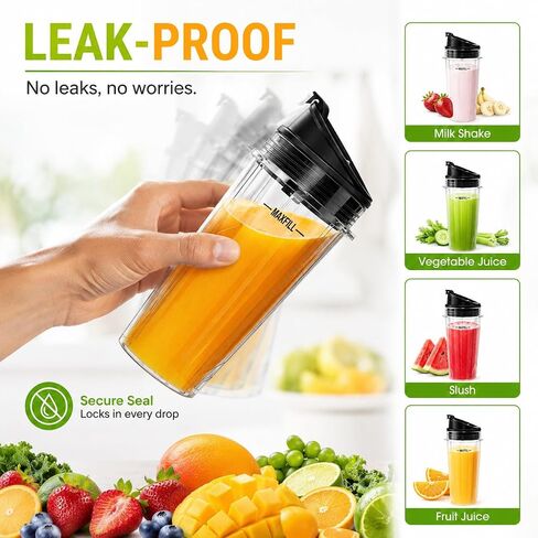 16 oz Ninja Blender Cups Replacement, 3 Pack Cups with Lids, Compatible with QB3001SS, BL660, BL770, BL780, BL740, BL810, 4-Tab Nutri Ninja Blender Cups in Saudi Arabia