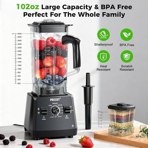 Countertop Blender, 101oz Blender Large Capacity, 2400W Smoothies Blenders | Black, Juice&Grinder Jar Combo, BPA-Free, 25000 RPM Professional Blenders, Ice Crushing, Frozen Fruit in Saudi Arabia