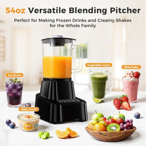 NEWBULIG 6.8 Cup Professional Blender for Smoothies, Full-Size Kitchen Blender with 850 Peak Watts & 54oz Large Glass Pitcher, 4 Speeds with Pulse for Ice Crushing Frozen Fruits, Dishwasher Safe in Saudi Arabia