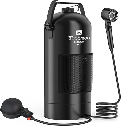 Portable Shower for Camping, 5 Gal/20L Solar Heating Camp Shower Bag with Foot Pump,Outdoor Shower with Portable Shower Head & Sprayer,Travel Gear for Beach,Overlanding,Pet Cleaning in Saudi Arabia
