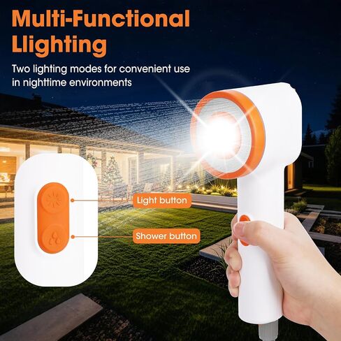 Rechargeable Filtered Shower Head with Built-in Water Pump, Portable Camping Shower with Foldable Bucket & LED Light for Car Wash Pet Bathing Outdoor Travel in Saudi Arabia