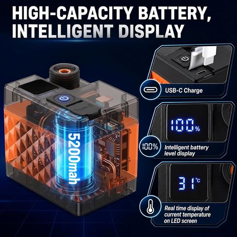 Portable camping shower, 6000mAh rechargeable shower, high-pressure shower, with intelligent LED display, four spray modes, IPX7 waterproof outdoor camping pump, suitable for hiking, cars, pets in Saudi Arabia