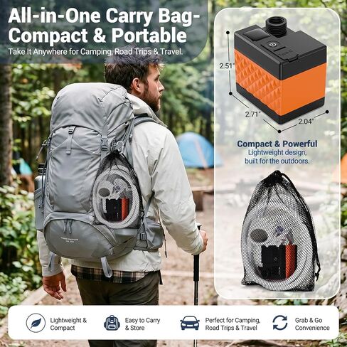 Portable camping shower, 6000mAh rechargeable shower, high-pressure shower, with intelligent LED display, four spray modes, IPX7 waterproof outdoor camping pump, suitable for hiking, cars, pets in Saudi Arabia