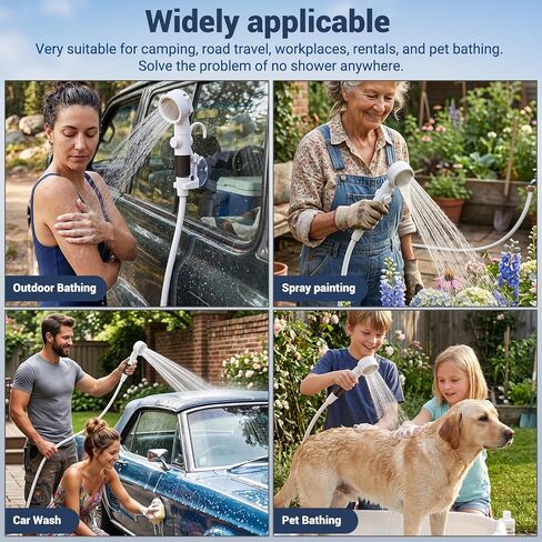 Portable camping shower, 6000mAh rechargeable shower, high-pressure shower, with intelligent LED display, four spray modes, IPX7 waterproof outdoor camping pump, suitable for hiking, cars, pets in Saudi Arabia