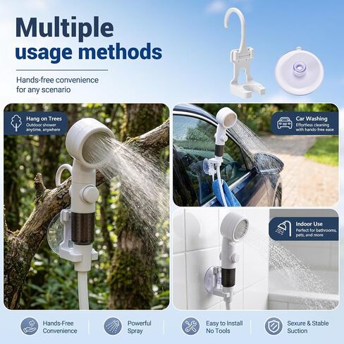 Portable camping shower, 6000mAh rechargeable shower, high-pressure shower, with intelligent LED display, four spray modes, IPX7 waterproof outdoor camping pump, suitable for hiking, cars, pets in Saudi Arabia