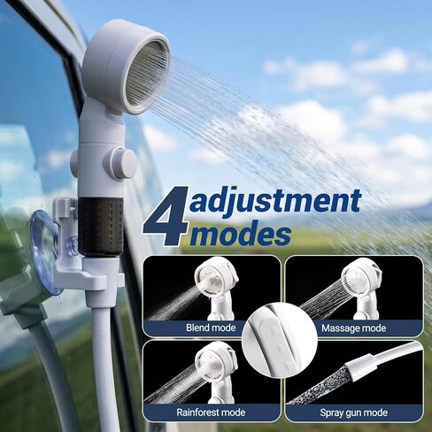 Portable camping shower, 6000mAh rechargeable shower, high-pressure shower, with intelligent LED display, four spray modes, IPX7 waterproof outdoor camping pump, suitable for hiking, cars, pets in Saudi Arabia