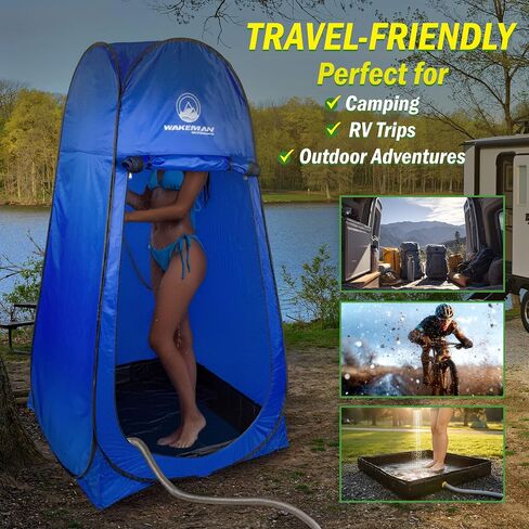 Portable Shower Pan - 39.5" x 5.25" Collapsible Foldable Indoor or Outdoor Camping Shower Base Floor with Detachable Drainpipe and Clamp for RV, Bathing Pets, or Camping Essentials by Wakeman Outdoors | Collapsible Foldable Indoor or Outdoor Camping Showe in Saudi Arabia