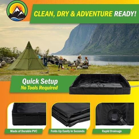 Portable Shower Pan - 39.5" x 5.25" Collapsible Foldable Indoor or Outdoor Camping Shower Base Floor with Detachable Drainpipe and Clamp for RV, Bathing Pets, or Camping Essentials by Wakeman Outdoors | Collapsible Foldable Indoor or Outdoor Camping Showe in Saudi Arabia