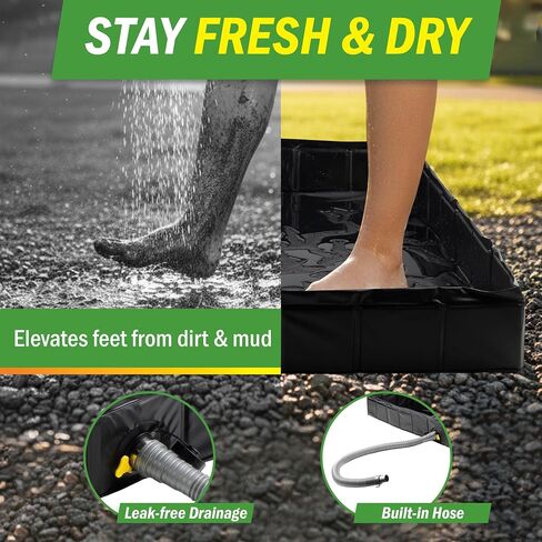 Portable Shower Pan - 39.5" x 5.25" Collapsible Foldable Indoor or Outdoor Camping Shower Base Floor with Detachable Drainpipe and Clamp for RV, Bathing Pets, or Camping Essentials by Wakeman Outdoors | Collapsible Foldable Indoor or Outdoor Camping Showe in Saudi Arabia