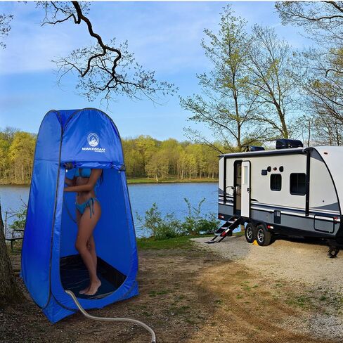 Portable Shower Pan - 39.5" x 5.25" Collapsible Foldable Indoor or Outdoor Camping Shower Base Floor with Detachable Drainpipe and Clamp for RV, Bathing Pets, or Camping Essentials by Wakeman Outdoors | Collapsible Foldable Indoor or Outdoor Camping Showe in Saudi Arabia