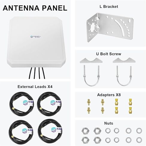 Maswell 4MIMO_Ultra: 4G LTE 5G Panel Antenna, 10dBi High Gain 4X4 MIMO External Antenna, 600-8000MHz for 4G/5G Routers & Gateways for T-Mobile Home Internet, Verizon, AT&T, WiFi 7 Ready (Complete Kit) in Saudi Arabia