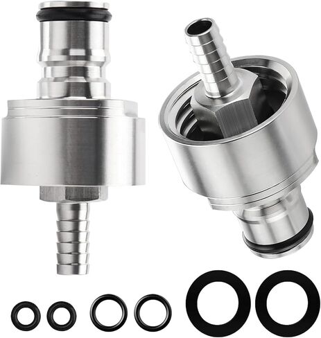 Carbonation Cap, 2 Pack Stainless Steel PET Bottle Filler for Soda | 6 Spare O-Rings, No Leakage, O.D 5/16" Barb, Ball Lock System, Pressure Forced, for Soda Bottle | PET Bottle | 2 Liter Bottle in Saudi Arabia