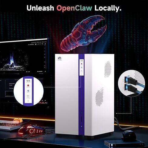 Nimo AI NAS, Agentic Computer Mini PC and AI Server, AMD Ryzen 7 PRO 8845HS(up to 5.1 GHZ, beat i5-1235u) up to 132TB ZFS Hybrid Storage, Dual 10GbE for 24hr AI Agent in Saudi Arabia