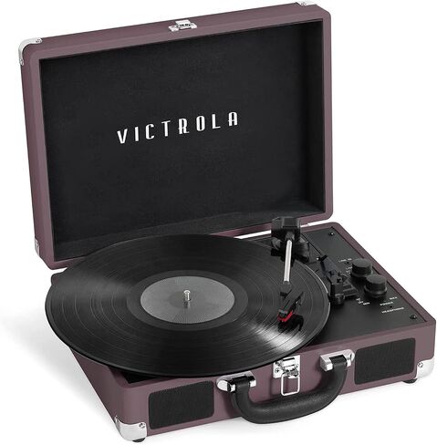 Victrola Journey - Bluetooth Suitcase Record Player - Red | Built-in stereo speakers, 3-speed turntable plays 7", 10" and 12" records, Bluetooth streaming, headphone jack in Saudi Arabia