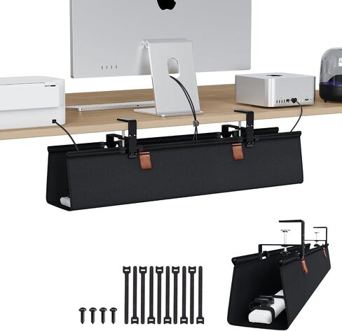 Zilink No Dril تحت صينية الكابل المكتبي 30 "دافع إدارة الكابلات Clamp/Screw Mount تحت الجدول إدارة سلك مميز إدارة الأسلاك الأسلاك للمكتب المنزلي in Kuwait