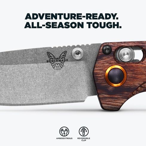 Benchmade North Fork Hunting Knife, S30V Steel Blade (15032) | Dark Brown Wood handle, Drop-Point blade in Kuwait