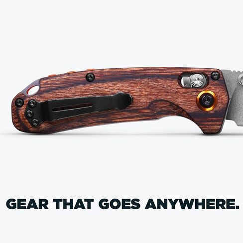 Benchmade North Fork Hunting Knife, S30V Steel Blade (15032) | Dark Brown Wood handle, Drop-Point blade in Kuwait