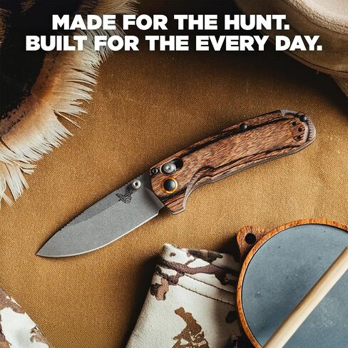 Benchmade North Fork Hunting Knife, S30V Steel Blade (15032) | Dark Brown Wood handle, Drop-Point blade in Kuwait