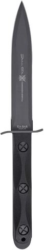 KA-BAR John Ek Commando Knife Co. - EK44 a 6.625 inch 1095 Cro-Van Steel Blade sets in a Glass Filled Nylon Handle 12.625 inch Overall. 56-58 HRC Made in USA in Kuwait