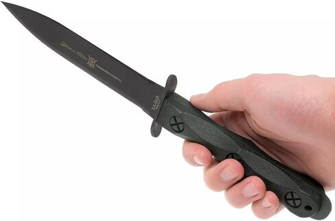 KA-BAR John Ek Commando Knife Co. - EK44 a 6.625 inch 1095 Cro-Van Steel Blade sets in a Glass Filled Nylon Handle 12.625 inch Overall. 56-58 HRC Made in USA in Kuwait