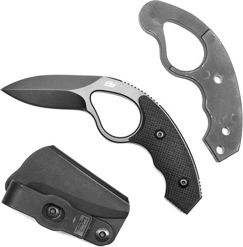 NCO LowVz - Fixed Blade Knife - Full-tang AUS-8 stainless steel - includes injection molded trainer, Appendix Carry Clip and Injection Molded sheath | Compact fixed blade knife with AUS-8 steel, TiN coating, G10 handle, concealment sheath & trainer for ev in Kuwait