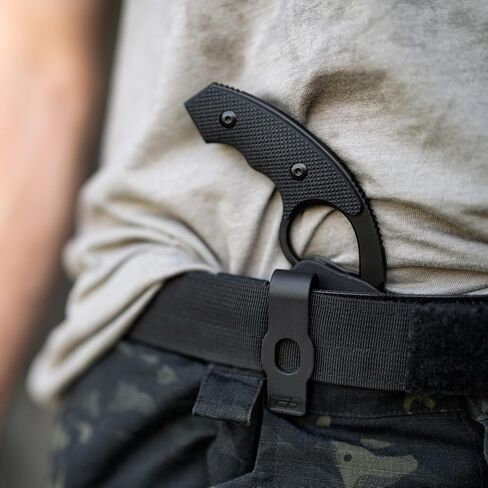 NCO LowVz - Fixed Blade Knife - Full-tang AUS-8 stainless steel - includes injection molded trainer, Appendix Carry Clip and Injection Molded sheath | Compact fixed blade knife with AUS-8 steel, TiN coating, G10 handle, concealment sheath & trainer for ev in Kuwait
